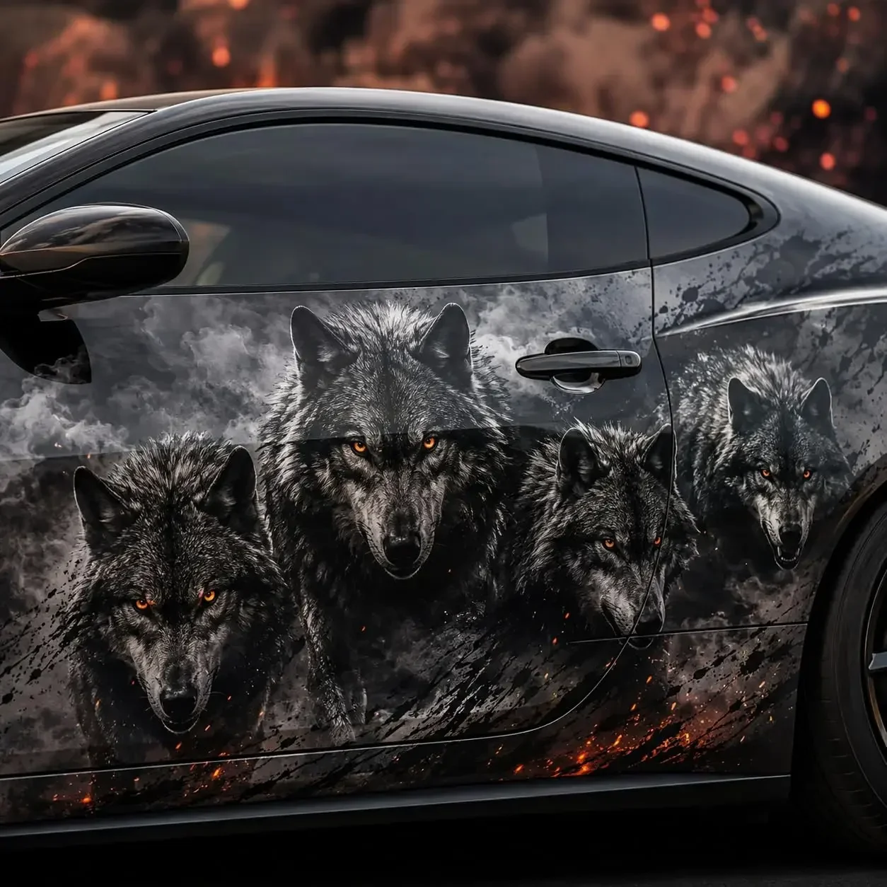 Wolf Pack Car Side Graphic Vinyl Wrap Decal Sticker