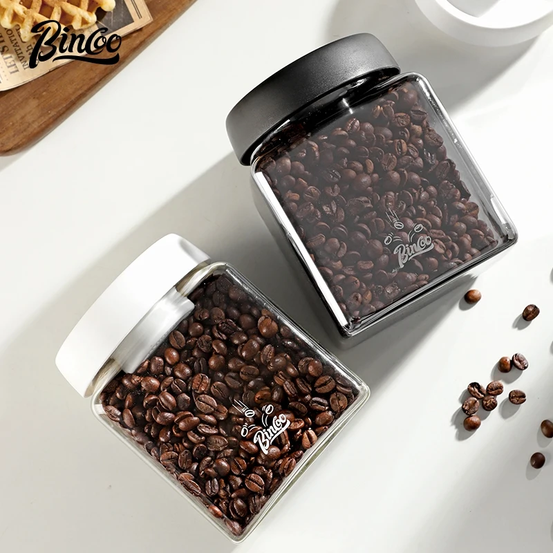 Stoples Penyimpanan Biji Kopi Bincoo Stoples Kedap Udara Tangki Penyimpanan Kaca Penyimpanan Teh 600/1200ML