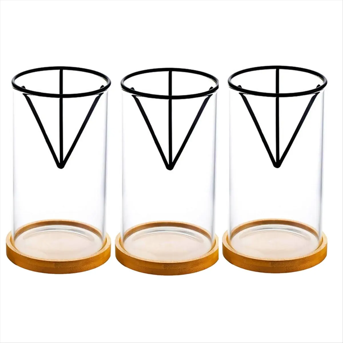 REST 3 Pack Avocado Tree Growing Kits, Glass Avocado Seed Vase with Triangle Bracket and Bamboo Base, Sprouting Plant Pot