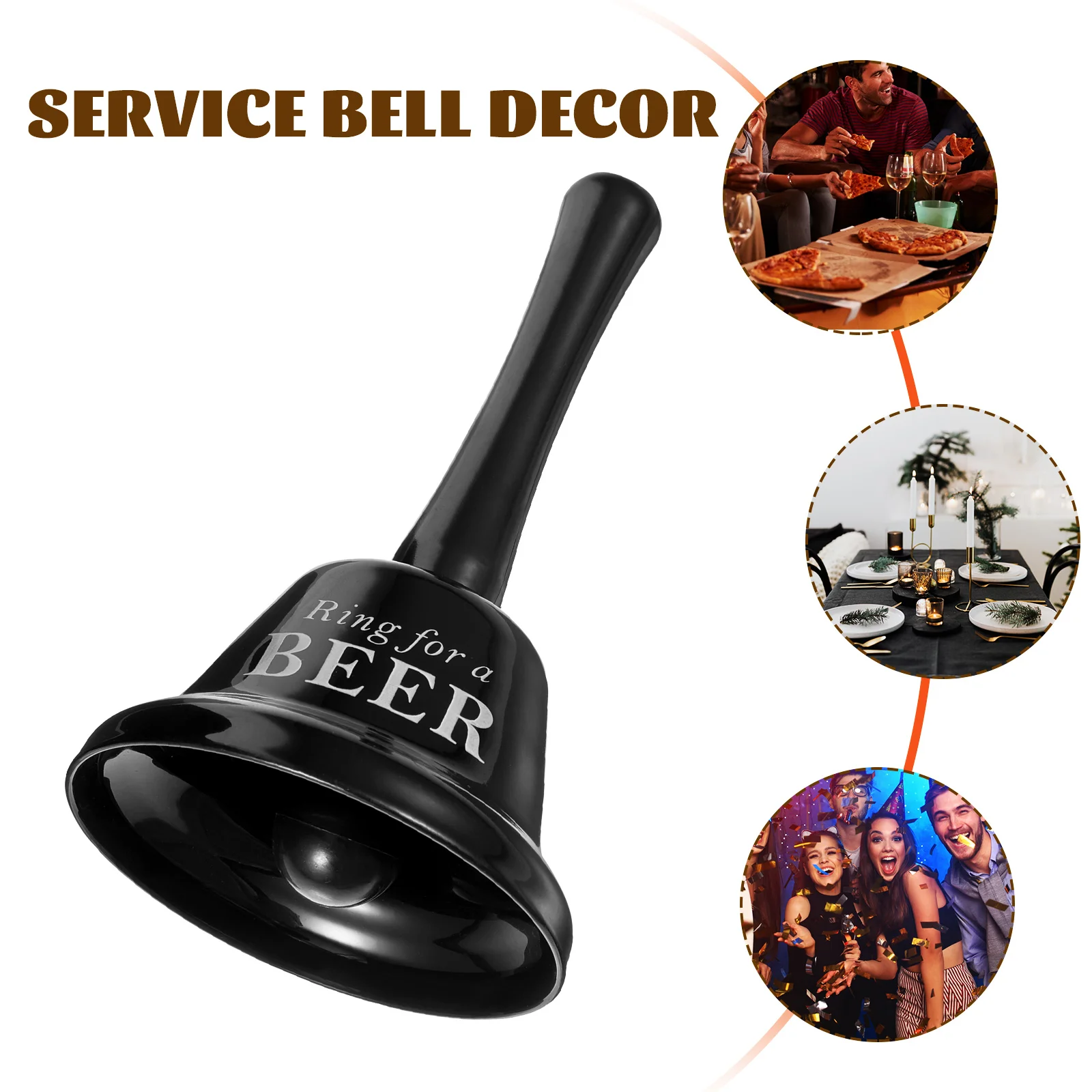 Trenó Alfabeto Hand Bell para Bar Counter, tocando preto noiva, café ou despedida de solteiro