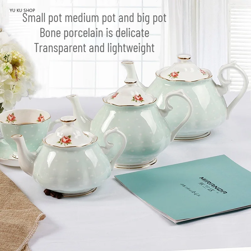 European Coffee Pot Bone China Teapot Traced Gold Flower Tea Pot Porcelain Tea Infuser Samovar Ceramic Kettle for Household Gift