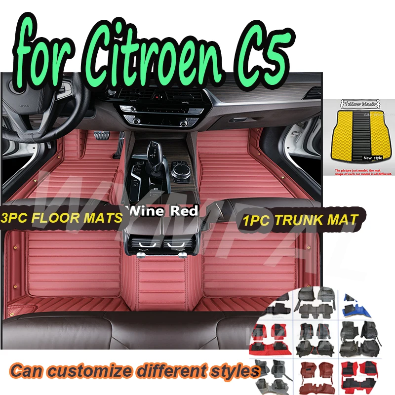 

LUXURY Car Mats For Citroen C5 RD TD 2007~2015 Auto Non-slip leather Mat Durable Pad Auto Rugs Carpets Interior Parts