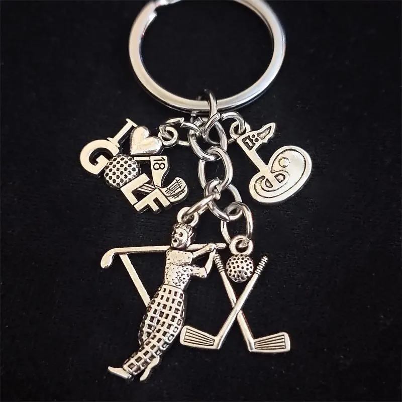 I Love Golf KeyChain Golf Clubs Keyring Handmade DIY KeyRing Women Man Accessories Jewelry Bag Pendant Family Gift