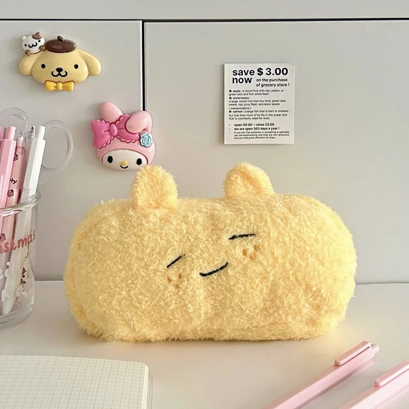 Imagem -04 - Animal Bordado Plush Pencil Case Bolsa de Moda Simples Bolsa de Papelaria Kawaii Material Escolar Presente dos Miúdos Criança Bonito