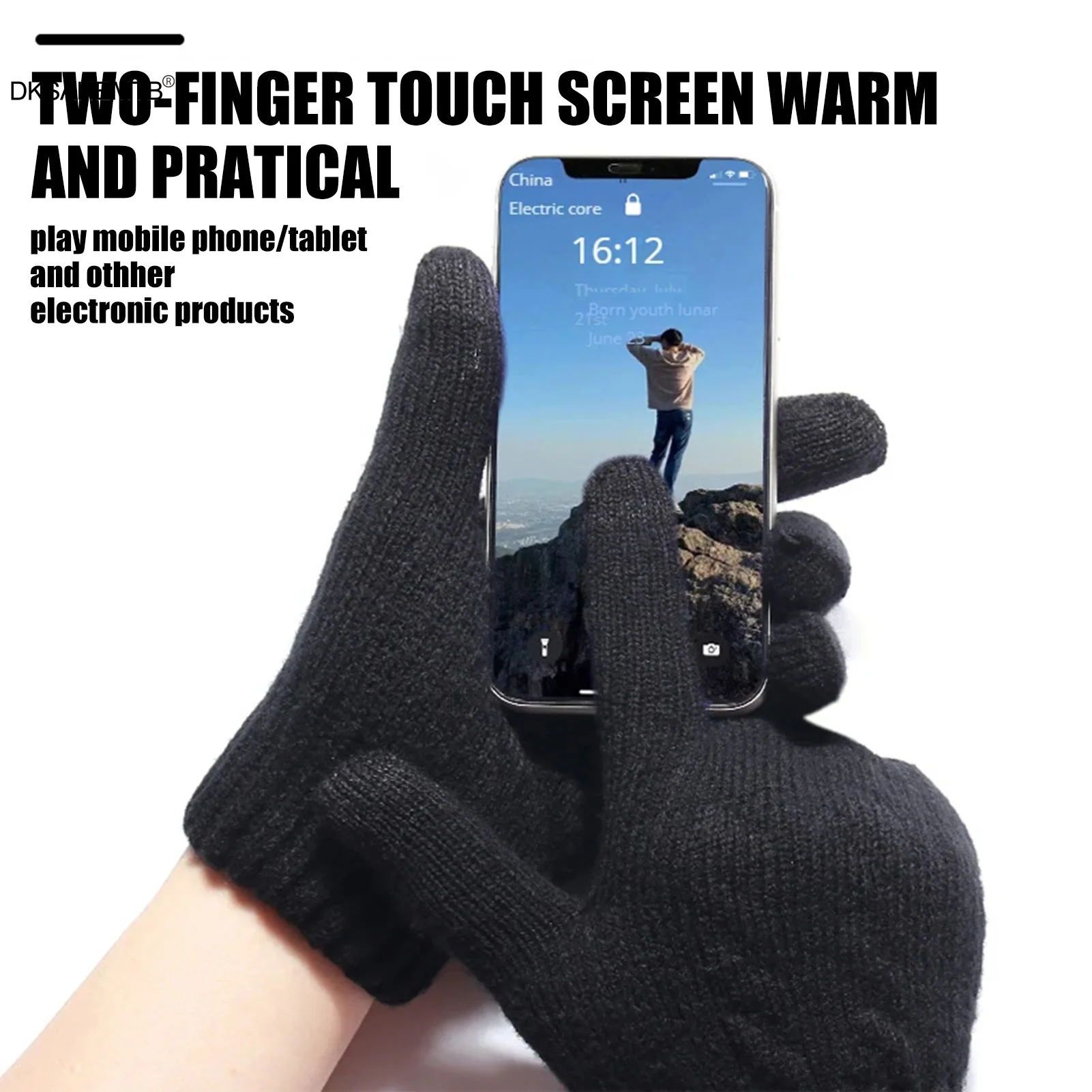 Winter Thickened Warm Gloves Convenient Touch Screen Full Finger Cycling Gloves Outdoor Camping Hiking Travel Knitted Warm Glove