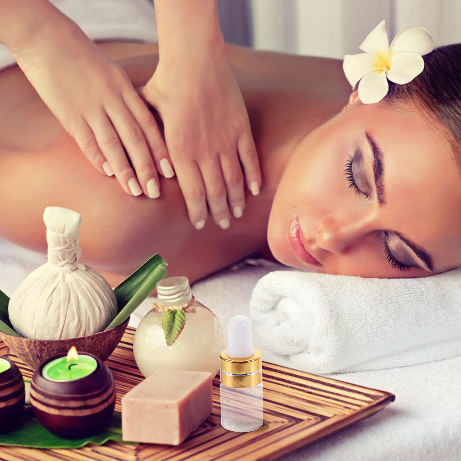 

50Pcs Small Glass Dropper Bottle Transparent Silicone Head Easy Liquid Press Essential Oil Refillable Dropper Bottle