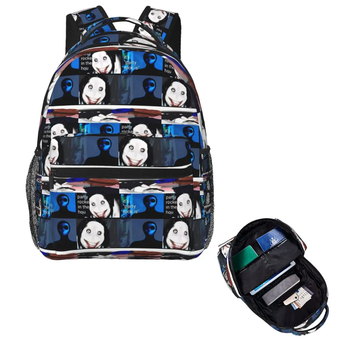 Jeff The Killer Creepypasta X Eyeless Jack Comic Student Backpack School Bag Daypack for Men Women Fashion Bookbag Shoulder Bags