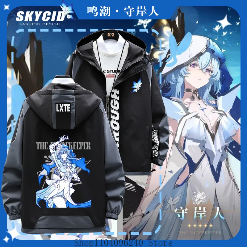 wuthering-waves-the-shorekeeper-anime-veste-a-manches-longues-unisexe-manteau-a-capuche-fermeture-eclair-mode-sweat-a-capuche-haut-cosplay-costume