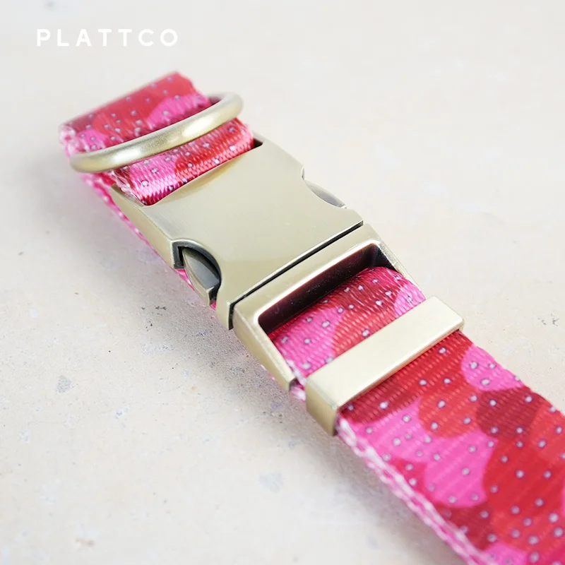 PLATTCO unique design dog collar print STRAWBERRY JELLY with high-quality bronze buckle size 5 PDC322Br