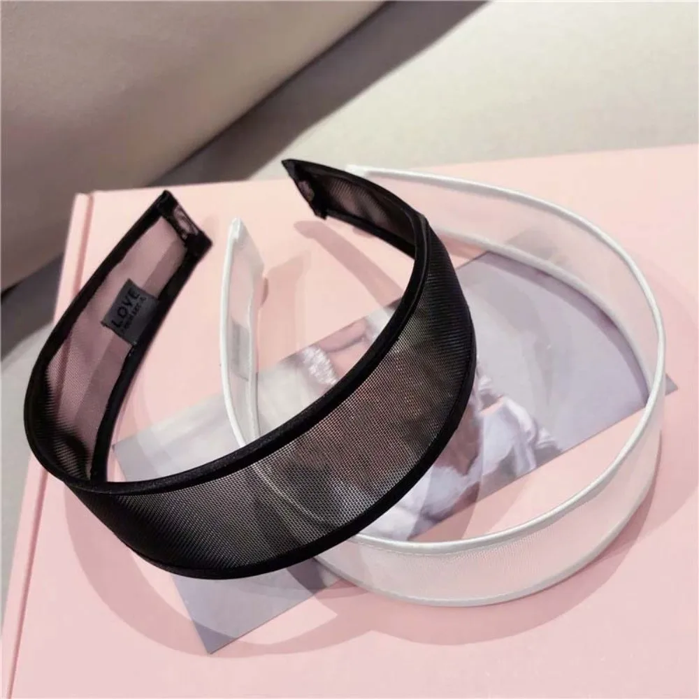 Headwear Mesh Pearls Headband Creative Beads Rhinestone Wide Hair Hoop Sparkling Waterproof Black White Hairband for Gifts