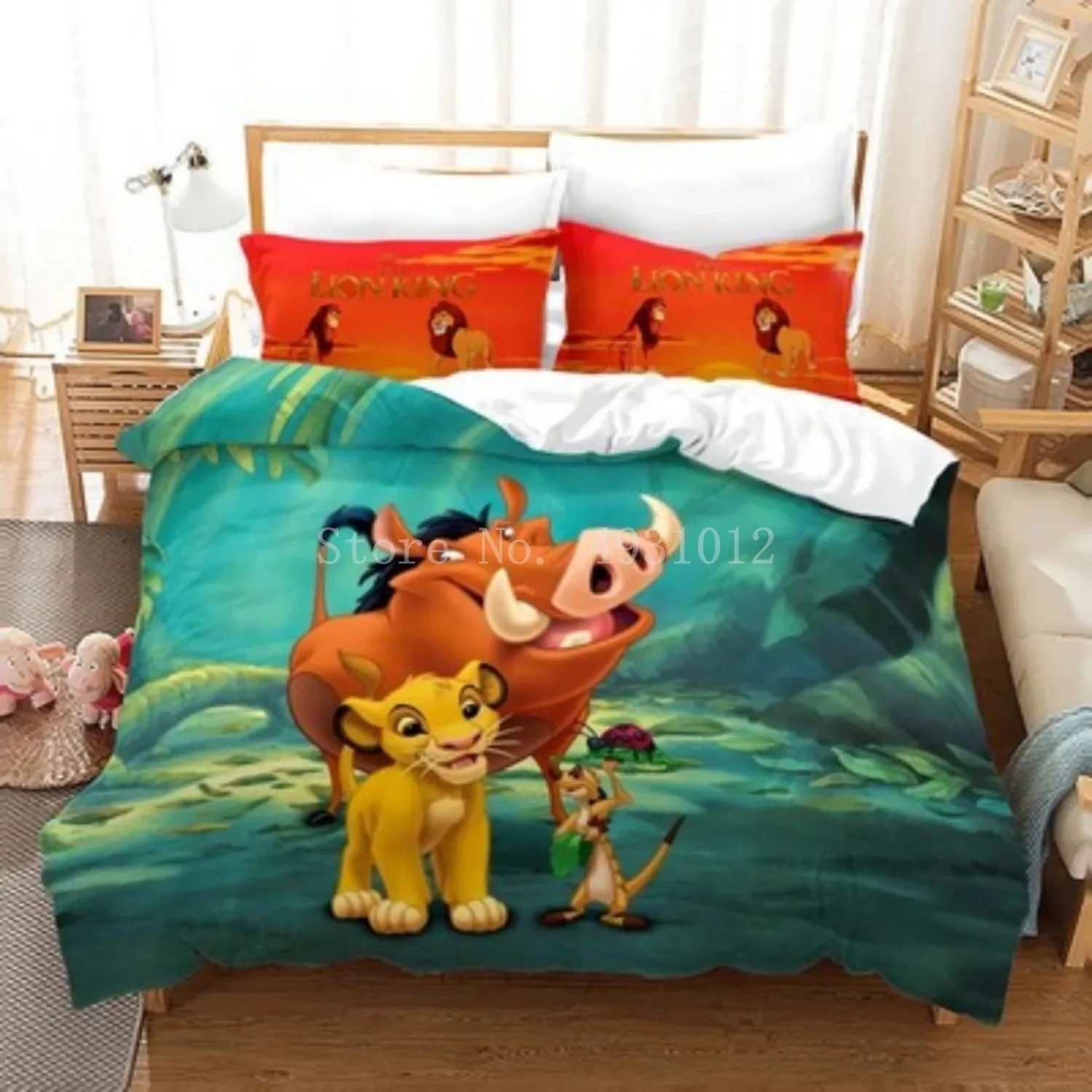 Anime Lion King Cartoon Bedding set Quilt Baby Kids Children Duvet Cover for Boys Bedroom Decor Single Queen Double size