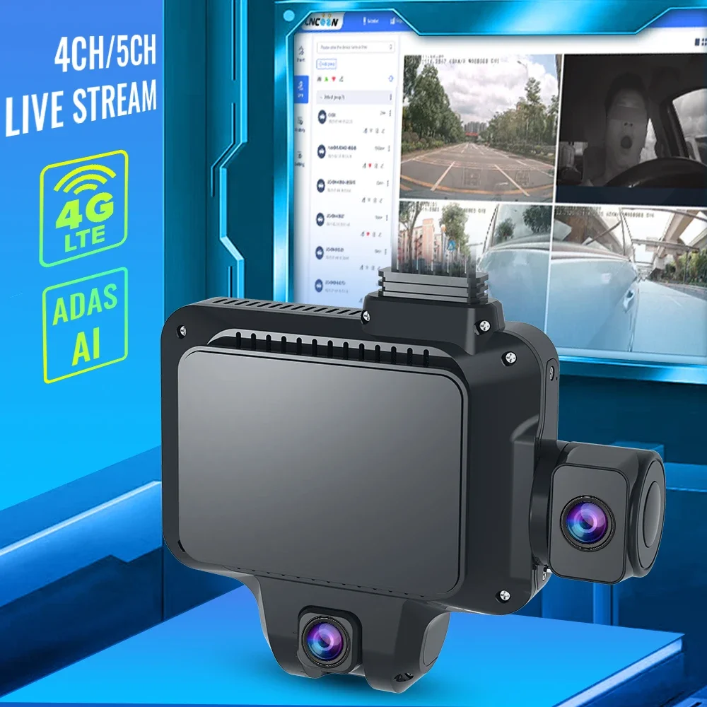 

Jimiiot JC450 Видеорегистратор 4G DVR 5-канальная автомобильная камера Живое видео GPS Видео событий для транспортных средств Флот Грузовик с удаленным монитором ADAS