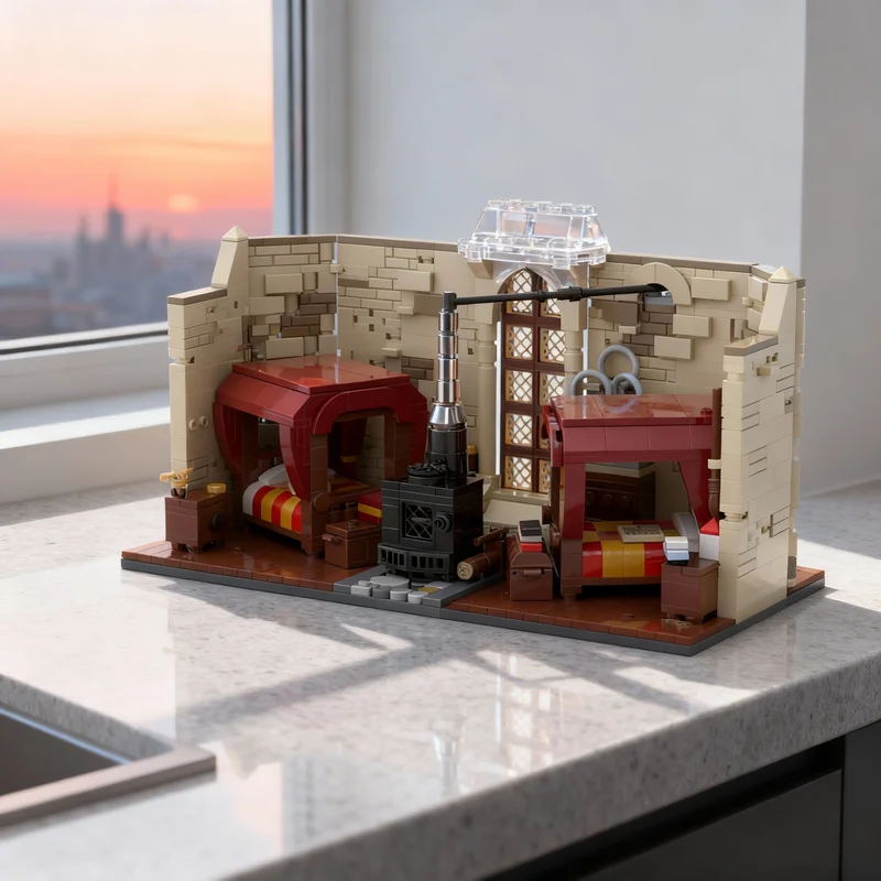 

992 детали MOC: Модель общежития Гарри Поттера, строительные блоки, архитектурный конструктор, рождественский подарок, творческая идея, развивающая игрушка, кирпичики для детей