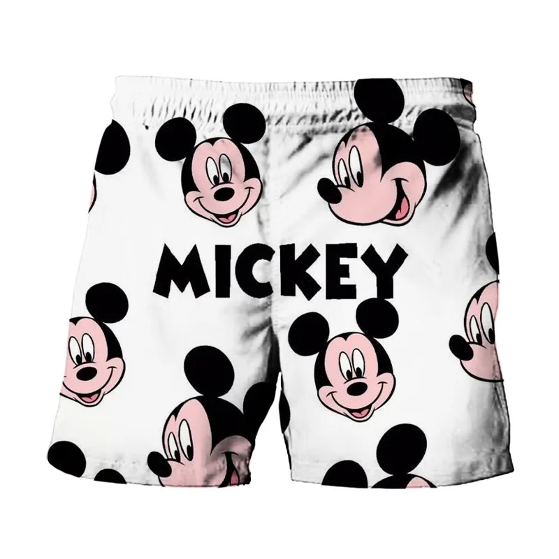 

Summer Harajuku New Disney Brands Cute Stitch and Mickey Minnie Anime Print Men Swimwear Beach Shorts Fashion Casual Kids Shorts