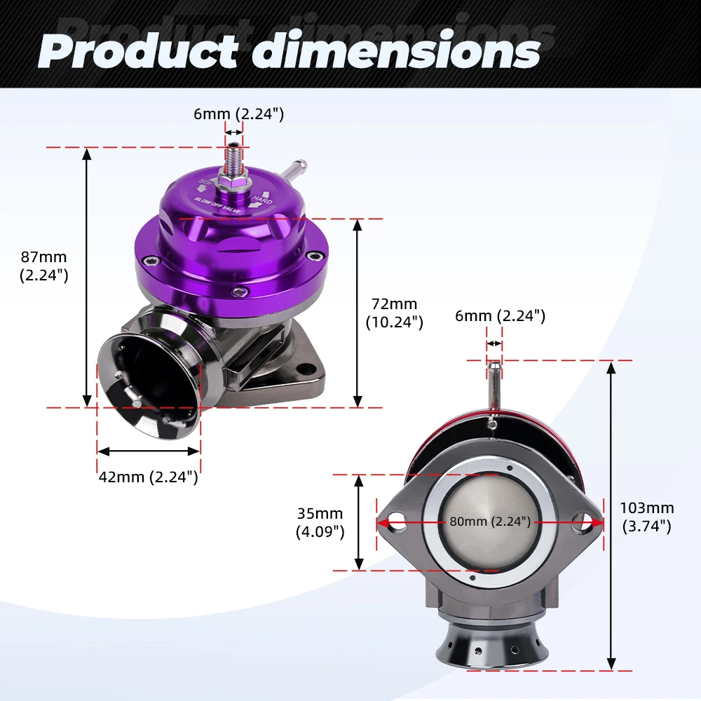 RASTP-BOV 25psi Turbo Relief Valve Kit Type-RS Aluminum Alloy Turbocharged Exhaust Valve Automotive Modification Parts BOV019