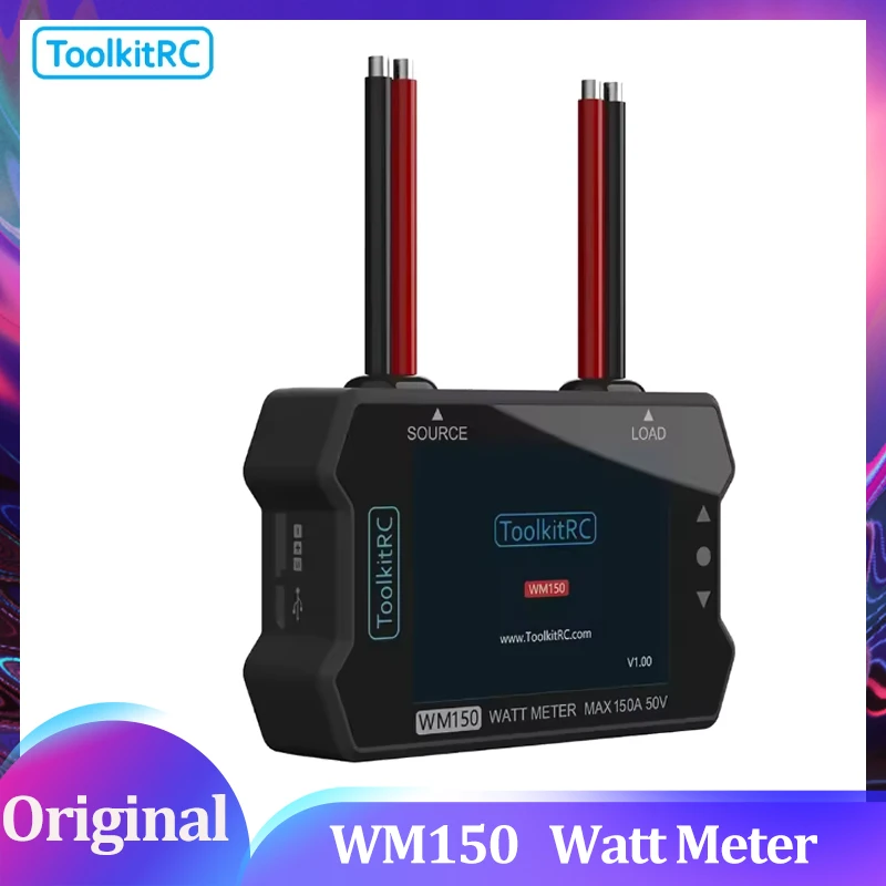

ToolkitRC WM150 150A 50V Watt Meter Power Analyzer LCD Display Power Voltage Current Tester PWM Output for RC FPV Drone