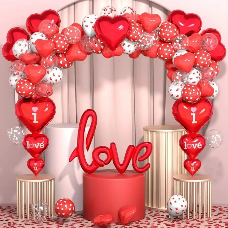 2025 Valentine's Day New Confession Proposal Scene Balloon Set Popular Love Theme Background Decoration Romantic Atmosphere Prop