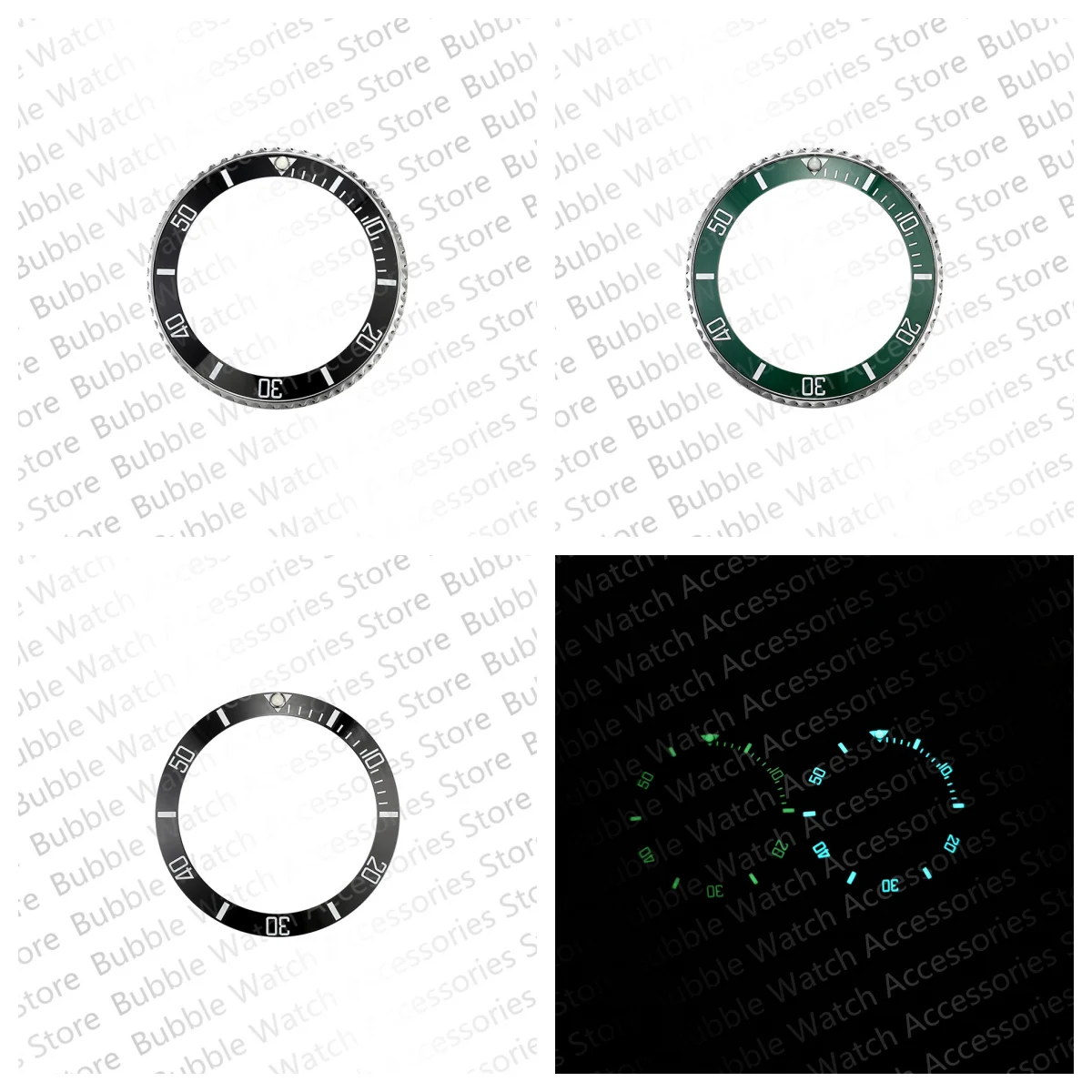 

MOD 38MM Black Ceramic Ring Bezel Insert Full Green/Blue Luminous Ring Fit For RLX SUB GMT 40MM Watch Case