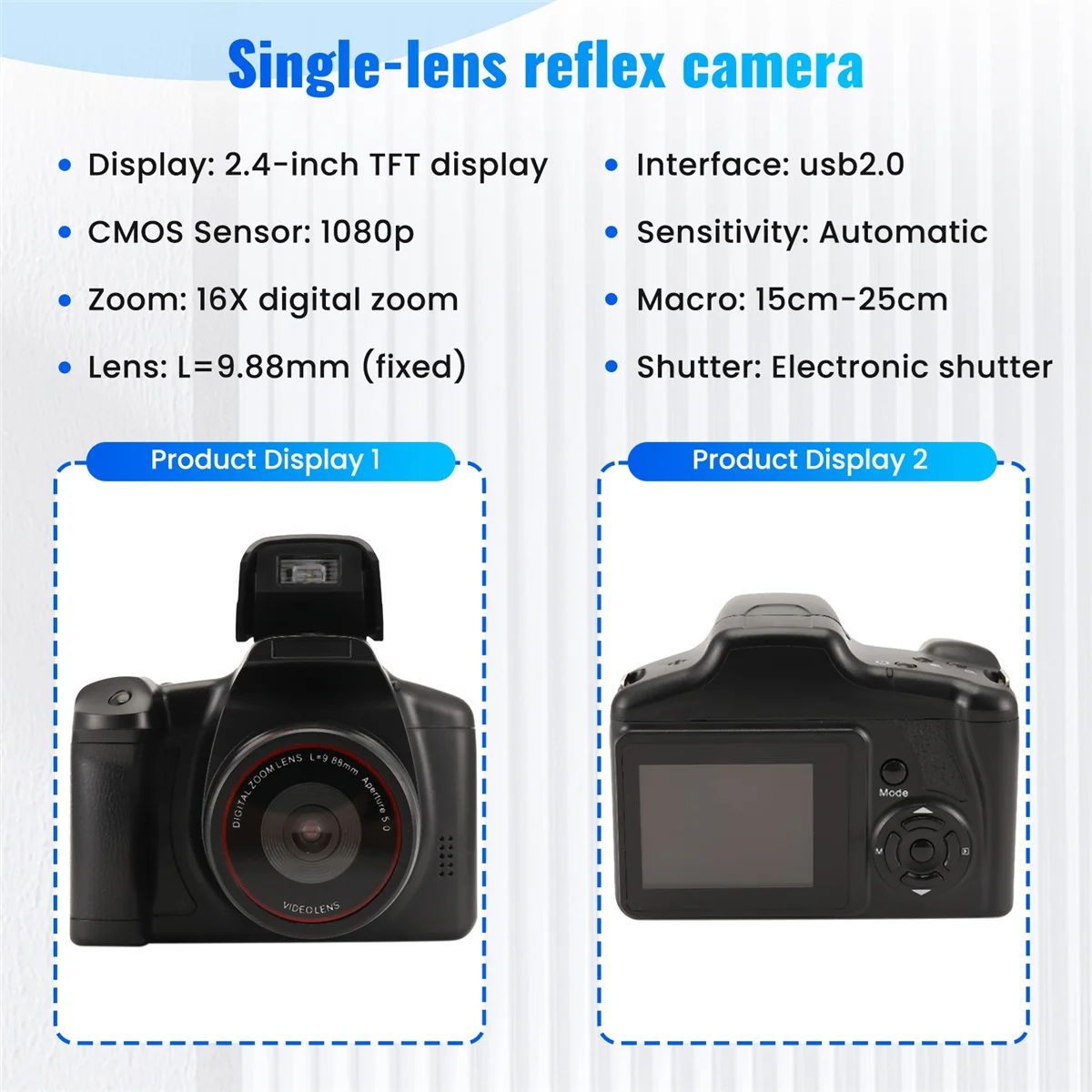 كاميرا Vlog للتصوير الفوتوغرافي 16X تكبير رقمي 1080P HD SLR Camera_BSH