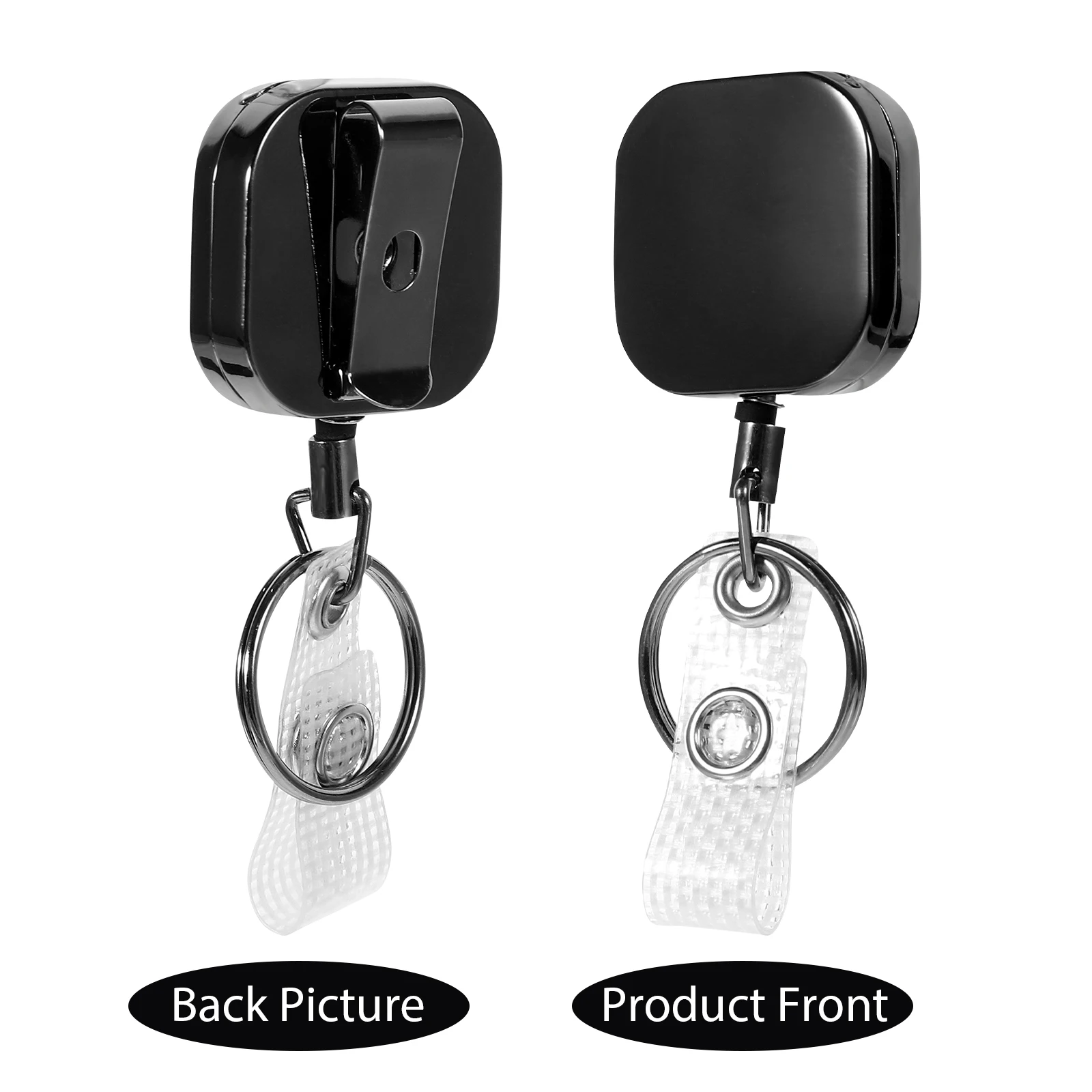 

1pc Retractable Badge Clip Zinc Alloy Document Key Nurse ID Retractable Badge Reel Card Reel Black Portable Storage Solution