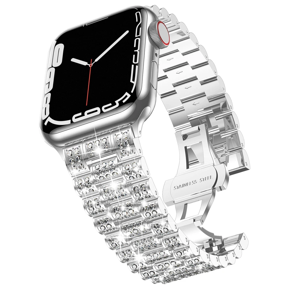 Diamond Strap for Apple Watch Ultra 2 49mm Bling Metal Wristband iWatch Series 9 8 7 6 SE 5 3 38mm 40mm 42mm 44mm 41mm 45mm Belt