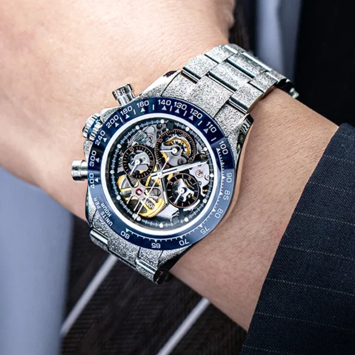 

CRONUSART мужские автоматические часы 40 мм хронограф механические наручные часы скелетон циферблат светящийся стальной ремешок керамический безель