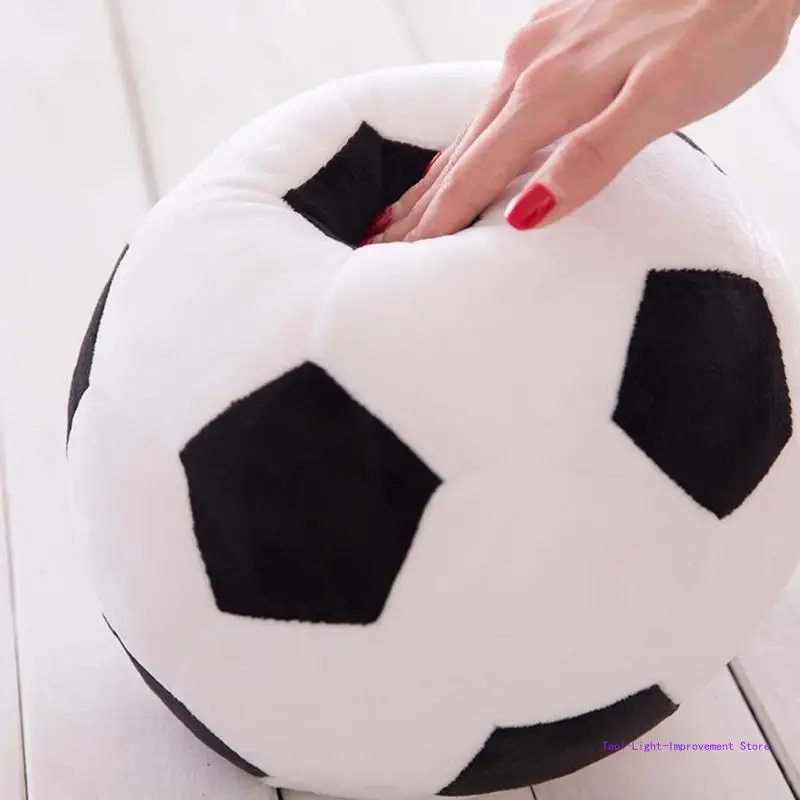 C63E Realistic Soccer Plush Pillow Football Stuffed Toy Cushion for Home