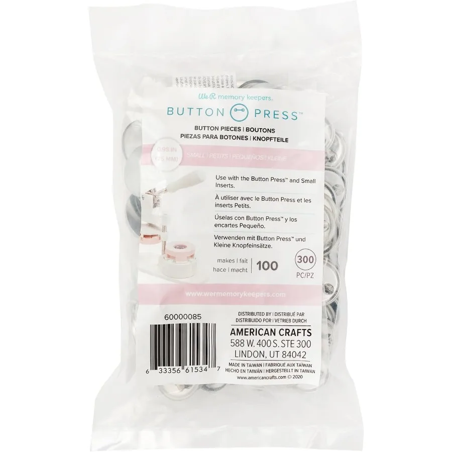 

We R Memory Keepers Кнопка Press Refill 100 упаковок Маленькие 25 мм Кнопки «сделай сам» для рюкзаков, кошельков, сумок, булавок, значков, ключей