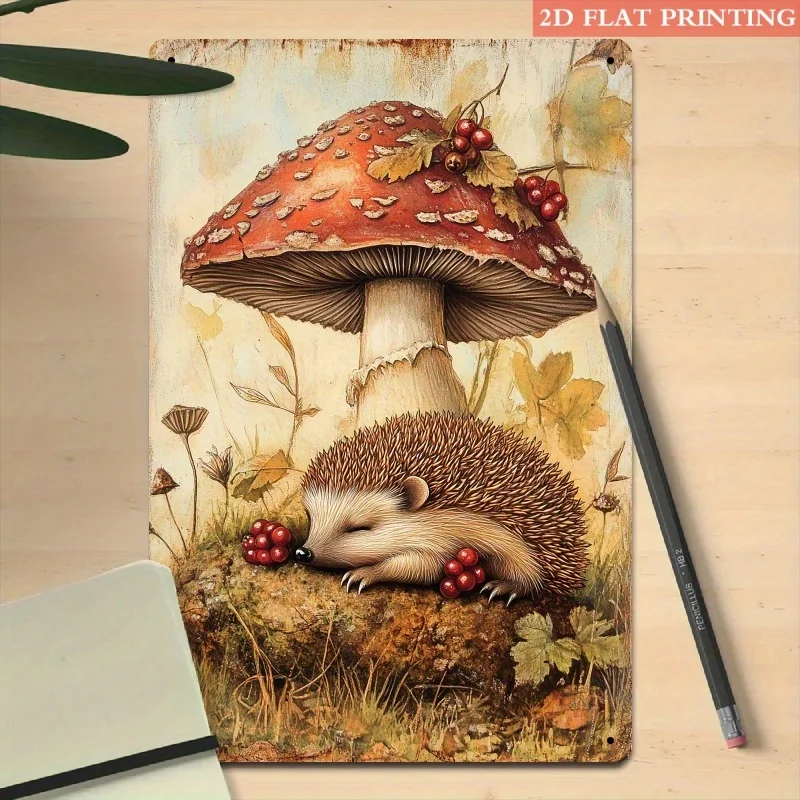 1 Stück 20x30cm Eisen Metall Blechschild Vintage Tier Pilz Dekorative Wandkunst für Garten Terrasse Schlafzimmer Wohnzimmer