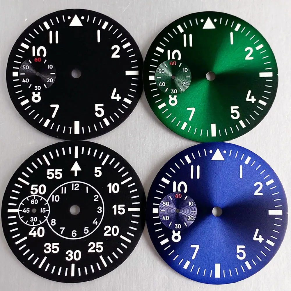 Neues 37MM Sunburst Zifferblatt-Set passend für ETA 6497 ST3600 Mechanische Herrenuhr Grün Blau Schwarz Leuchtend Uhrenzubehör Teil