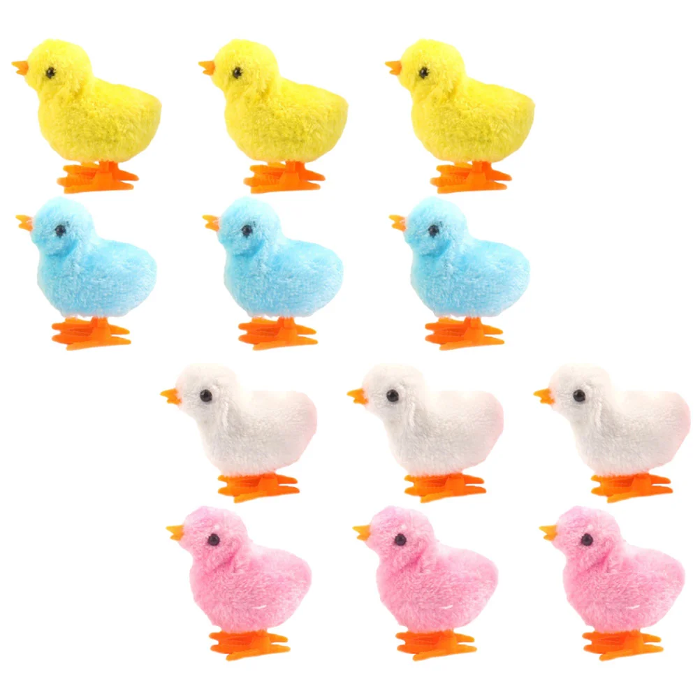 12 Pcs Chick Toy Wind up Toys for Kids Fuzzy Chicks Windup Pet Bulk Plush Pp Novelty Chicken