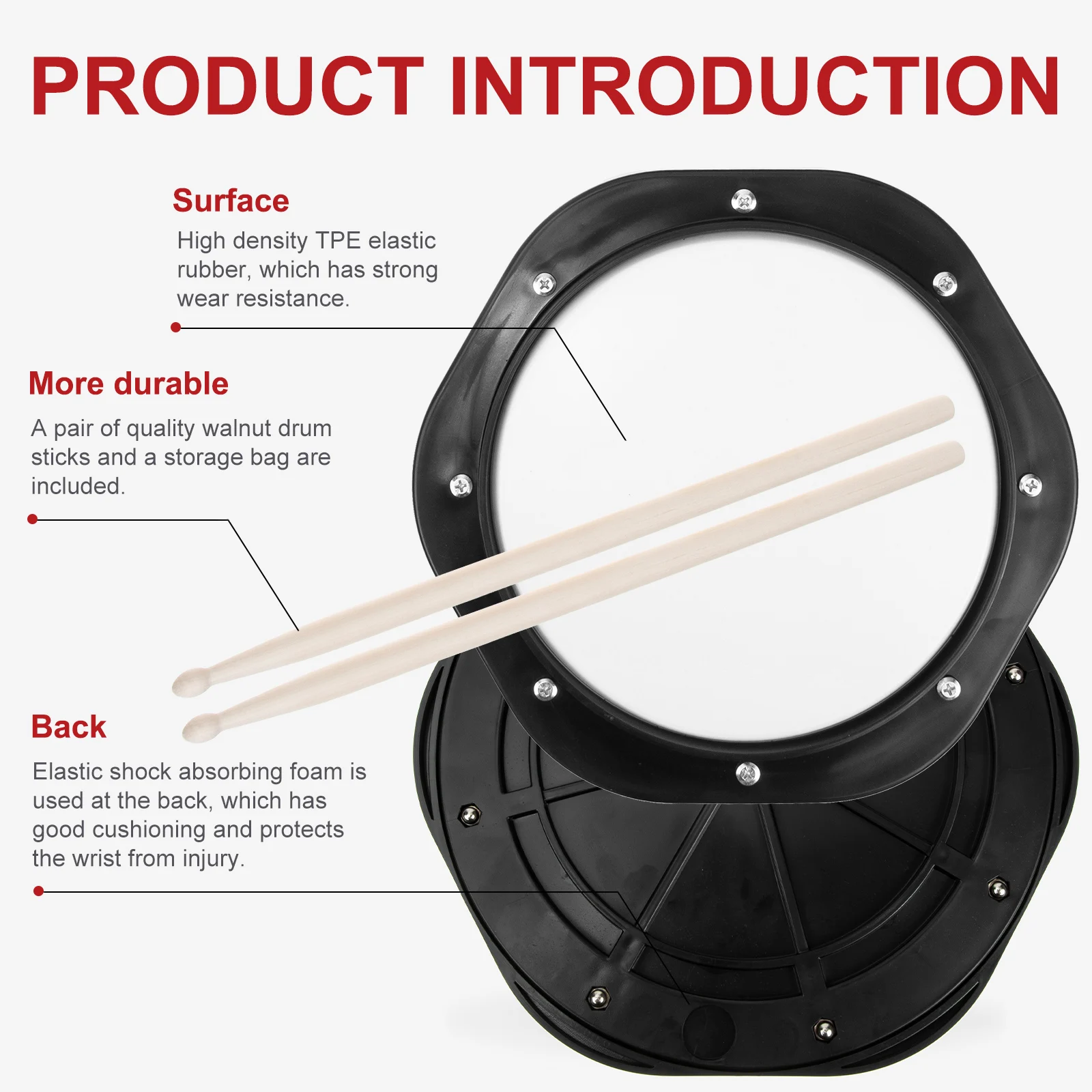 

1Set Premium Dumb Drum Practice Pad Silent Wood Nylon Tpe Material Beginner Advanced Drummers Home Practice Gift
