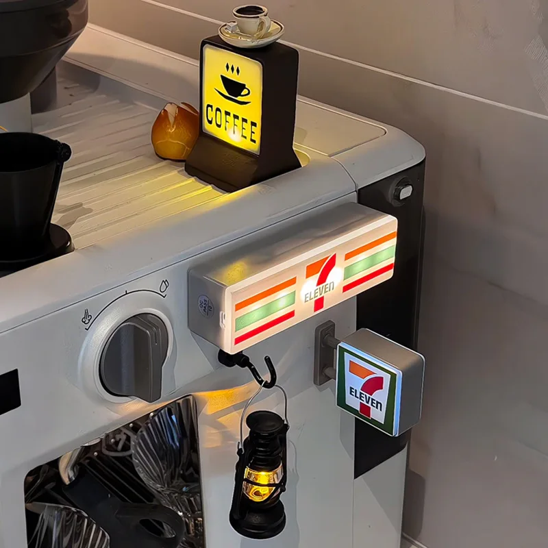 ملصقات الثلاجة المغناطيسية للمقهى 711 مخزن صناديق الإضاءة المضيئة علامة الضوء الإبداعية ديكور المنزل ملصق الثلاجة #2