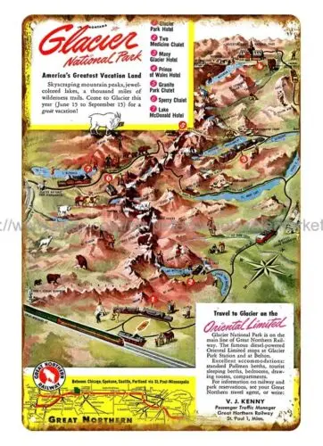 popular wall decor 1948 Great Northern Glacier national park metal tin sign tin sign