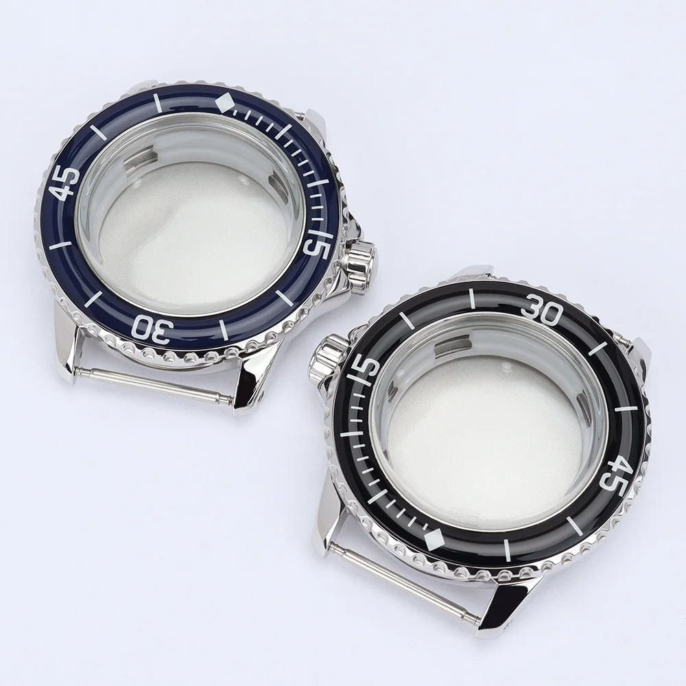 NH35 Cases 45MM Stainless Steel Silver Watch Case 10ATM For 50 FATHOMS NH35 NH36 7S26 4R Movement Watch Accessories Repair Parts