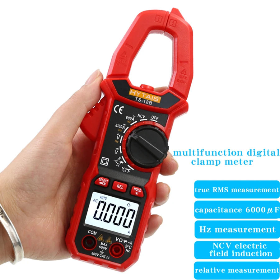 Taisheng TS-18B AC Digital Clamp Meter High Precision Multimeter Clamp Ammeter with Temperature and Capacitance Measurement Func