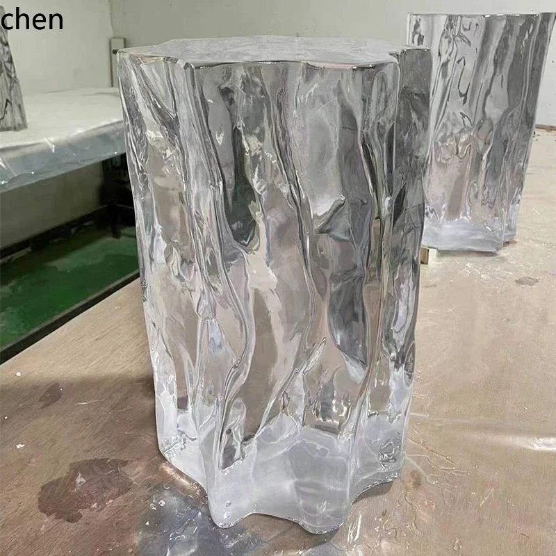 DSA  Creative Acrylic Epoxy Resin Transparent Stool Chair Art Sculpture