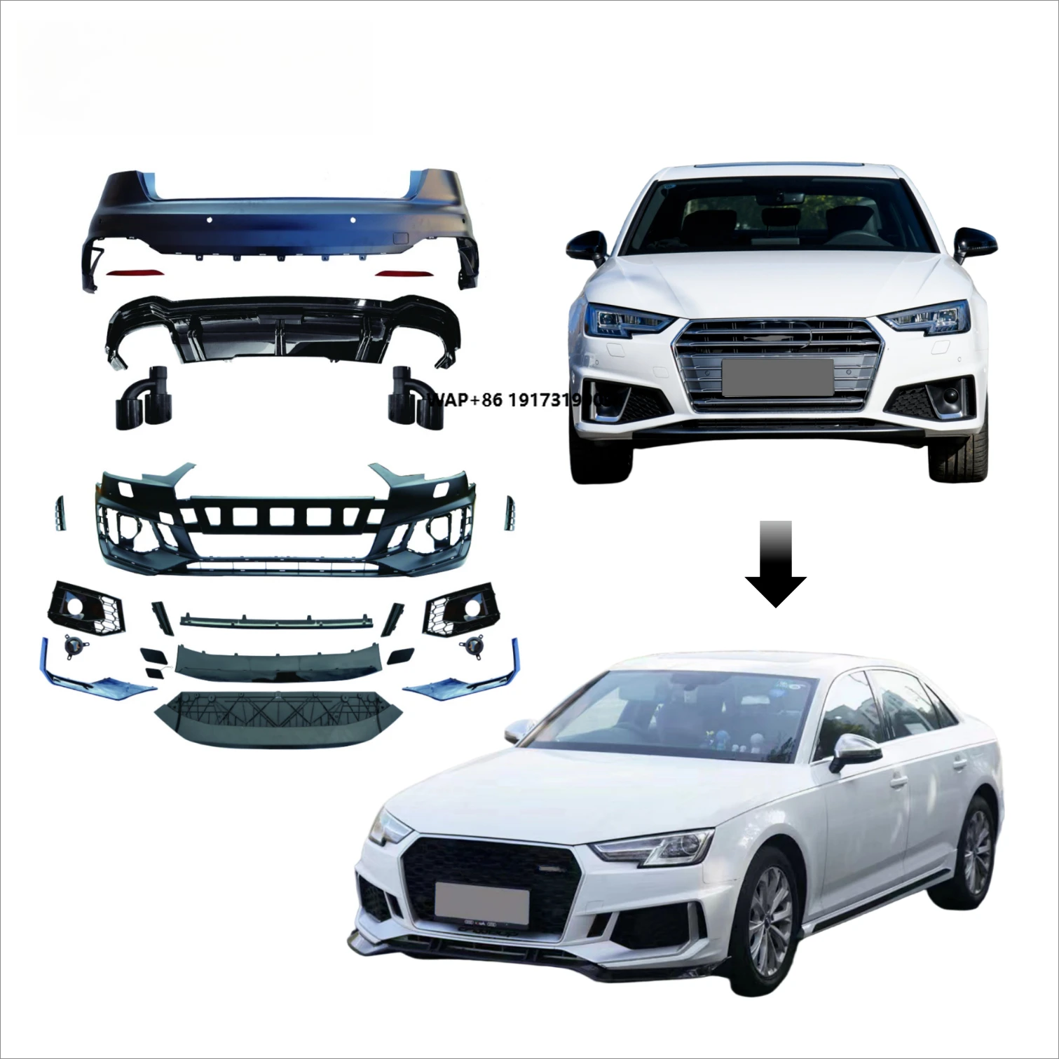 

ABT New Design Bodykit for A4 2017-2020 RS4 Front Bumper and Grille Easy Installation Car Bumpers Upgrade