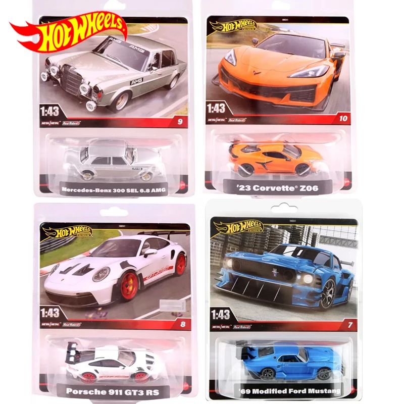 Original Hot Wheels Premium Car Toys for Boys 1/43 Diecast Mercedes Benz 300 modificato Ford Mustang Porsche 911 GT3 Corvette Z06