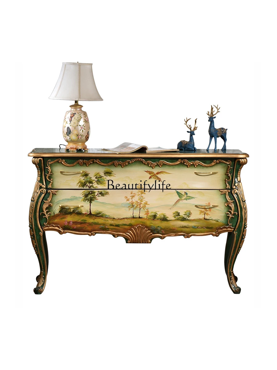 

European Decoration Screen Cabinet Living Room Storage Partition American Painted Entrance Cabinet