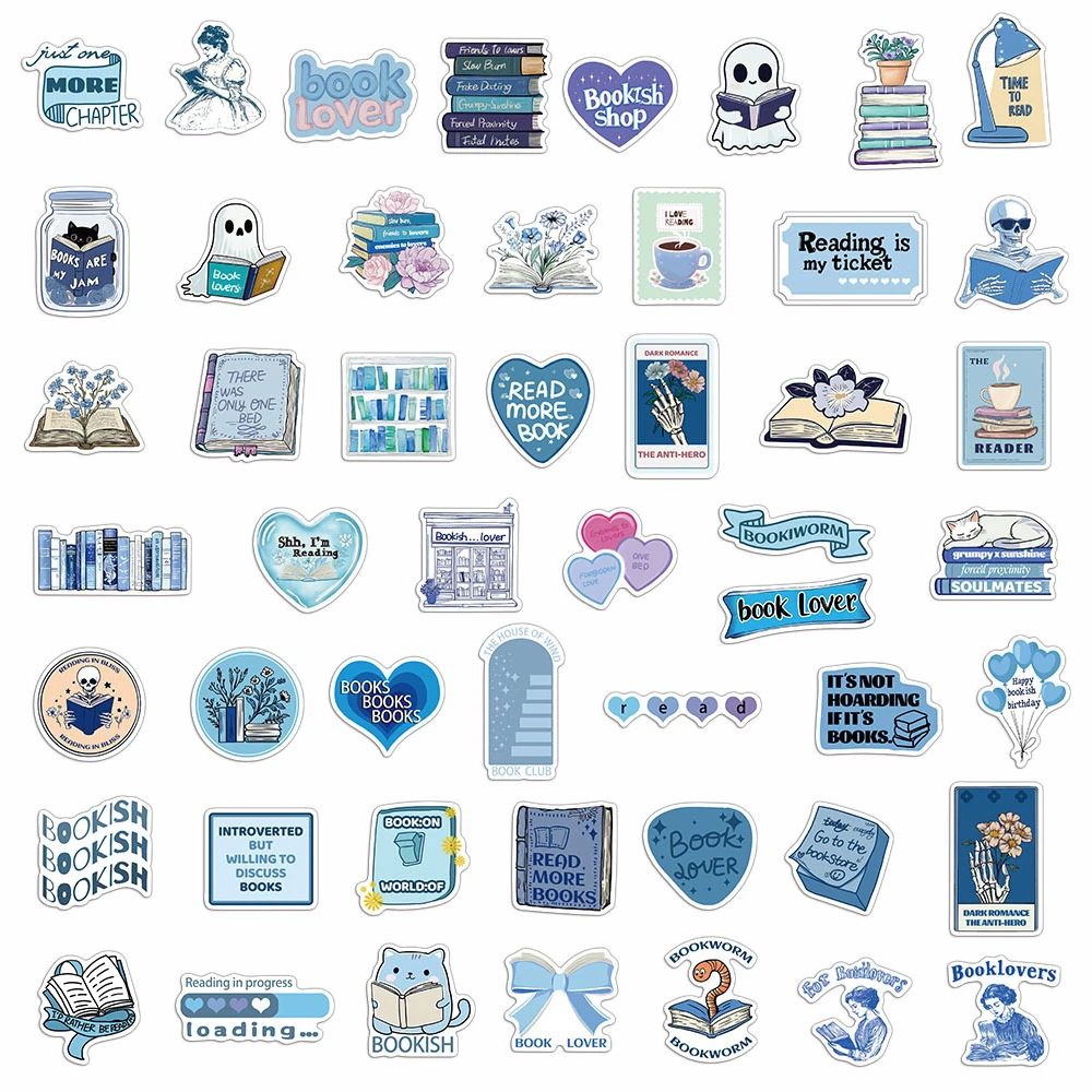 10/30/50 قطعة مضحك الكرتون الأزرق Bookish القراءة ملصقات الشارات DIY بها بنفسك محمول دفتر الثلاجة الهاتف لاصقة تزيين الاطفال اللعب #6