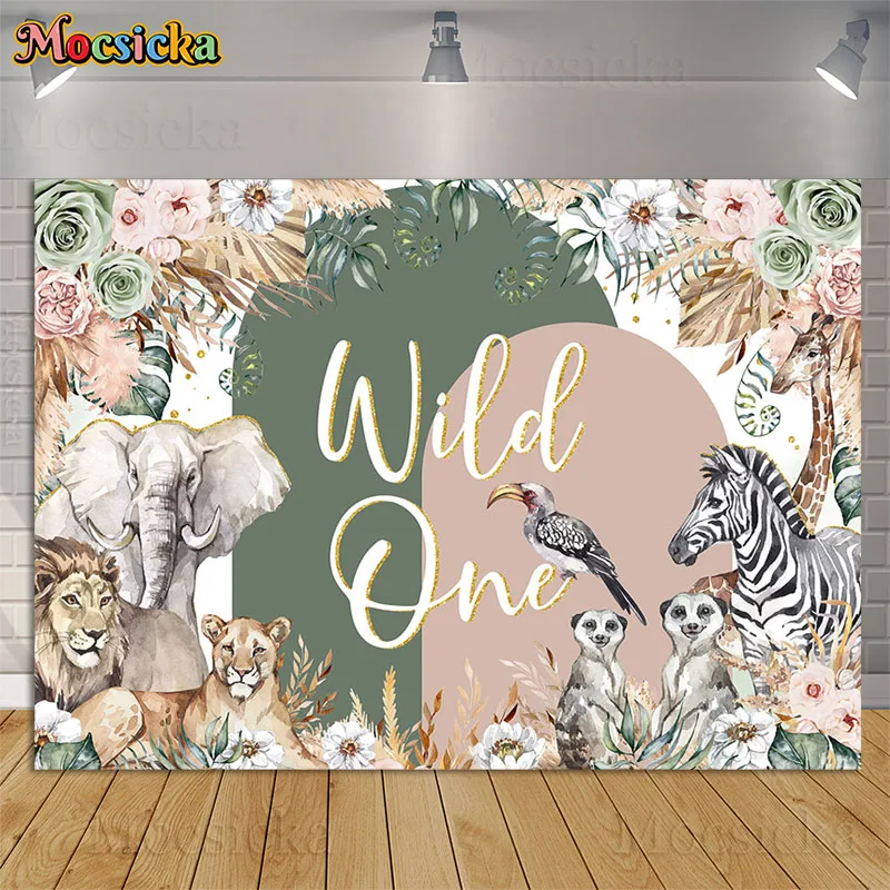 

Tropical Jungle Safari Photography Backdrops Forest Animal Wild One Kids 1st Birthday Party Baby Shower Background Photo Studio