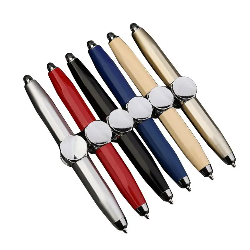 Fidget spinner pen Fun Creative Multi-Function LED Rotate Decompression Gyroscope Metal Ballpoint Pen Fashion Office School