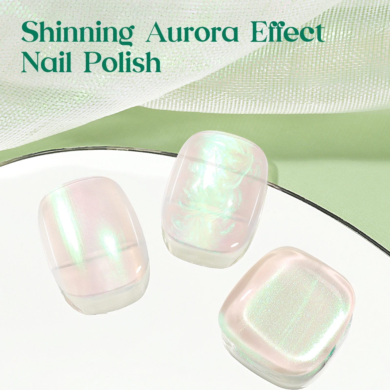 MIZHSE 15 ML Mermaid Pearl Nail Polish Semis Permanent Nail Arts High Density Glitter Nail Varnish Aurora Film Nails Art