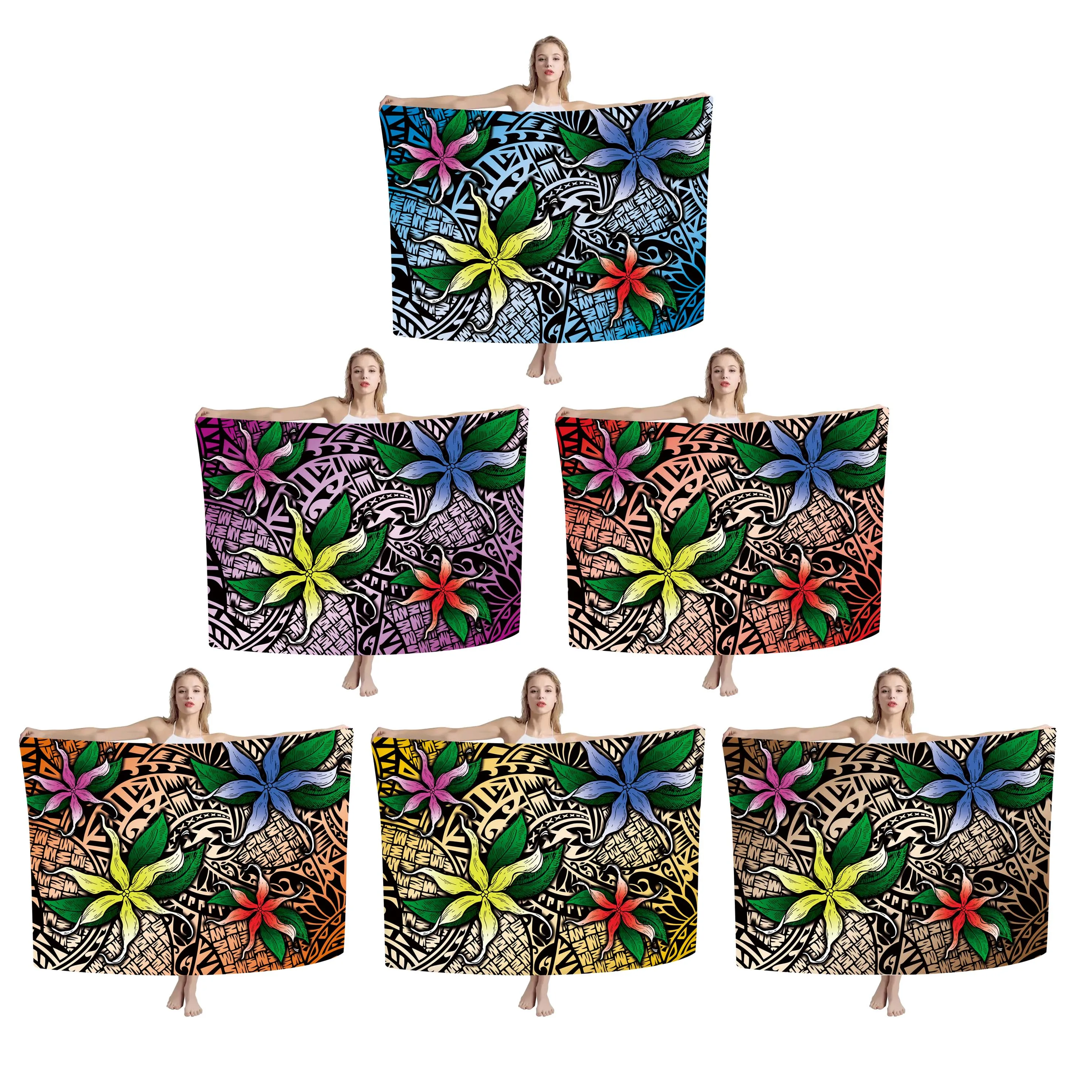 

Custom Fashion Design Printed Sarongs Wholesale Hawaiian Island Lavalava Sarong Beach Pareo Plus Size Swimsuit Sarong