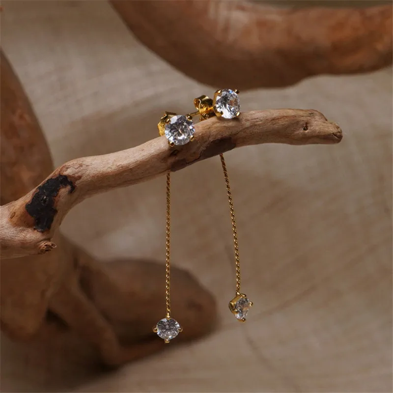 Simple Zircon Tassels Long Earrings For Women Earrings Front And Back Delicate Korean Brincos 2025 Femme Jewelry Wholesale