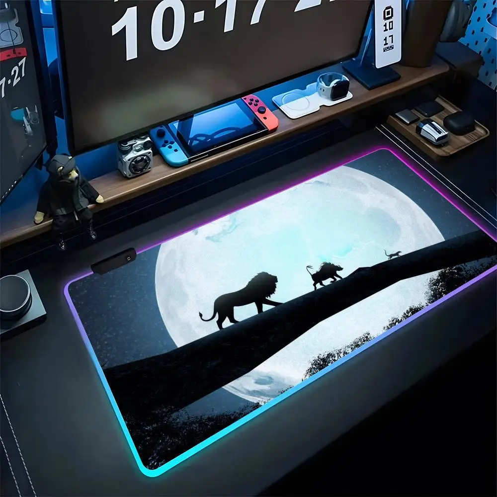 The Lion King Mouse Pad Gaming LED 700x300 Mouse Mat Mousemats Table Pads PC Desk Valorant Mat RGB Keyboard Mat XXL