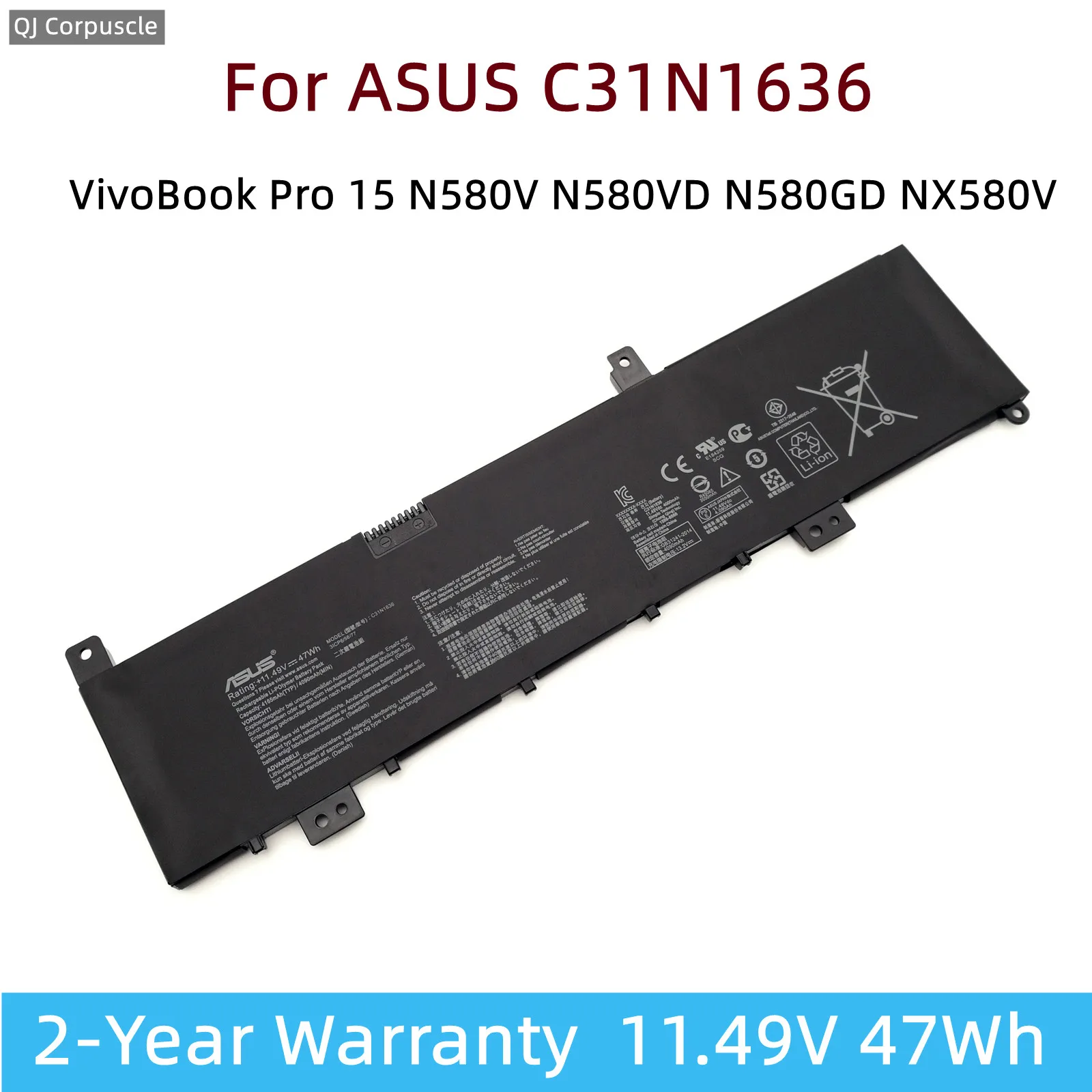 

Новый оригинальный аккумулятор C31N1636 для ASUS VivoBook Pro 15 N580VD N580GD N580VN X580GD X580VD X580VN NX580VD M580GD ZenBook UX502VD