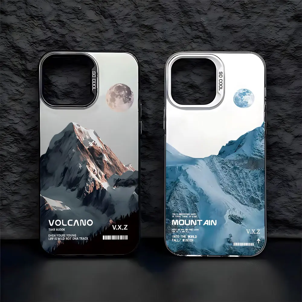 Ins Snow Mountain Volcano Phone Case for vivo Y03 Y78 Y36 Y100 Y27 Y17s Y16 Y02 V30e V40 V27e V29e S15 V25 V23 Pro 4G 5G Cover