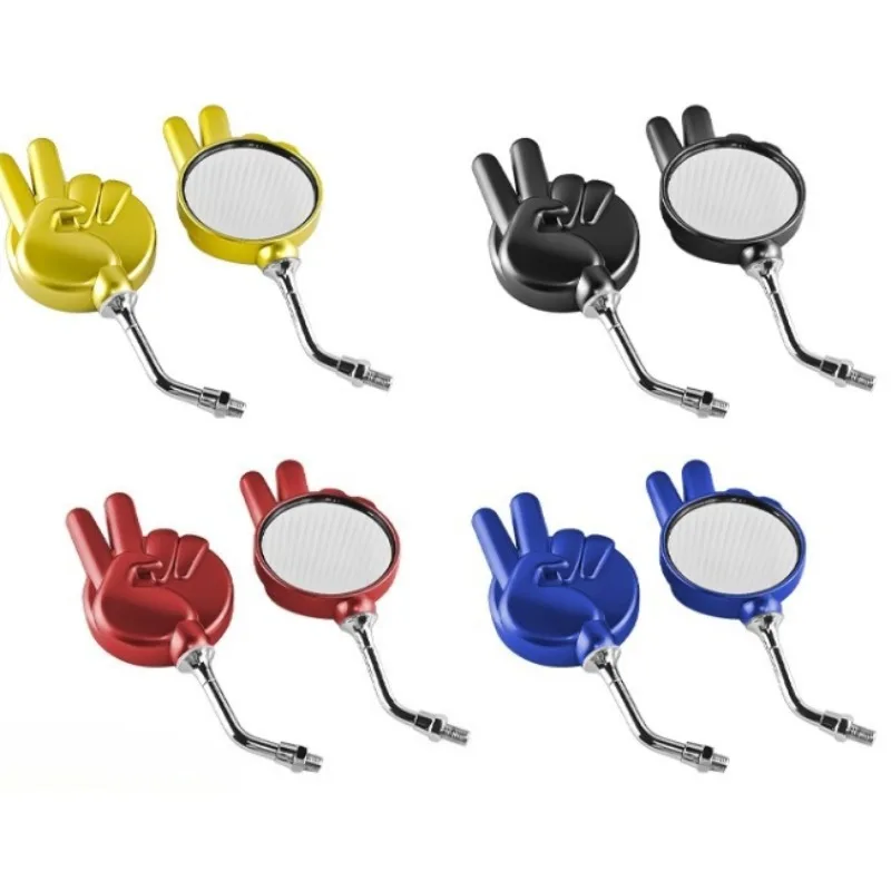 Scissor Hand Motorcycle View Mirror Universal Victory Gesture Scissor Hand Mirror 8mm Clockwise Reverse Motorcycle Mirror